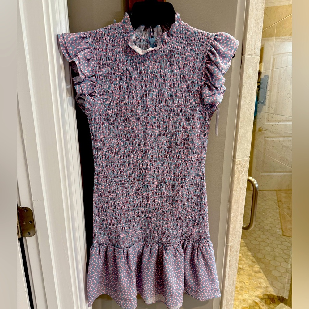 Charming brunch Dress in Purple and blue print